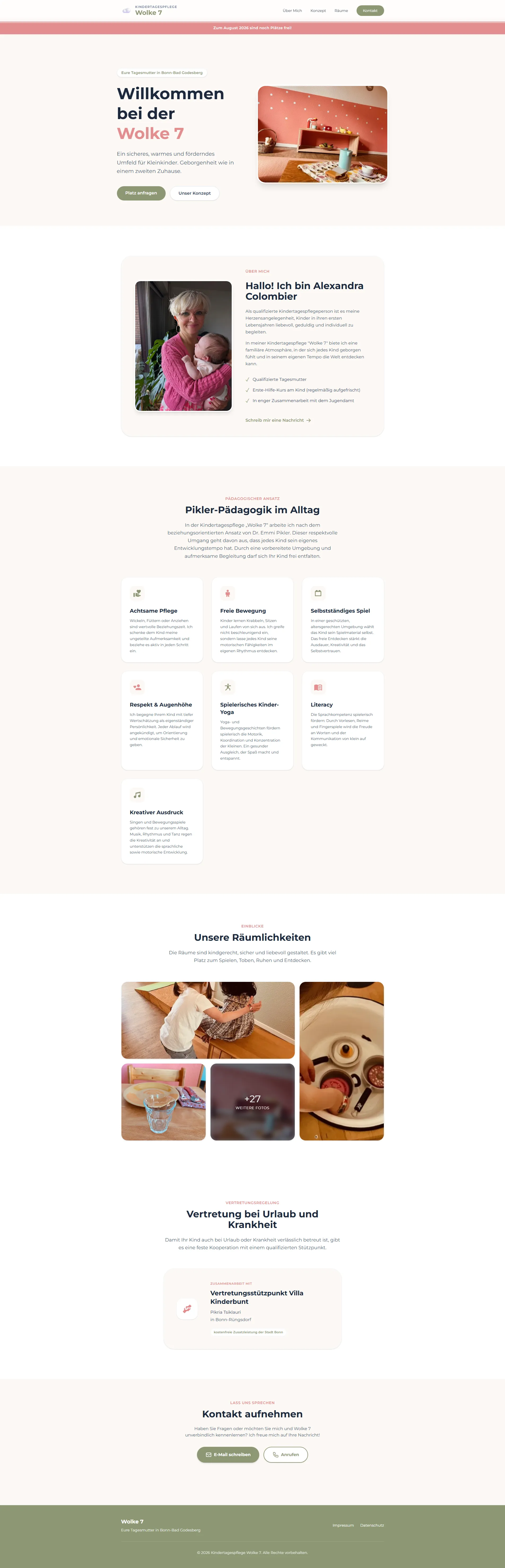 Kindertagespflege Wolke 7 Website Mockup